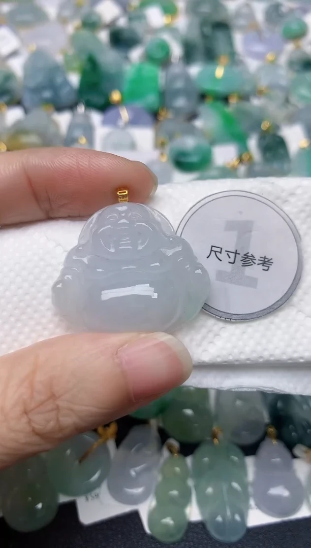 颈饰18K金镶嵌翡翠天然缅甸A货翡翠