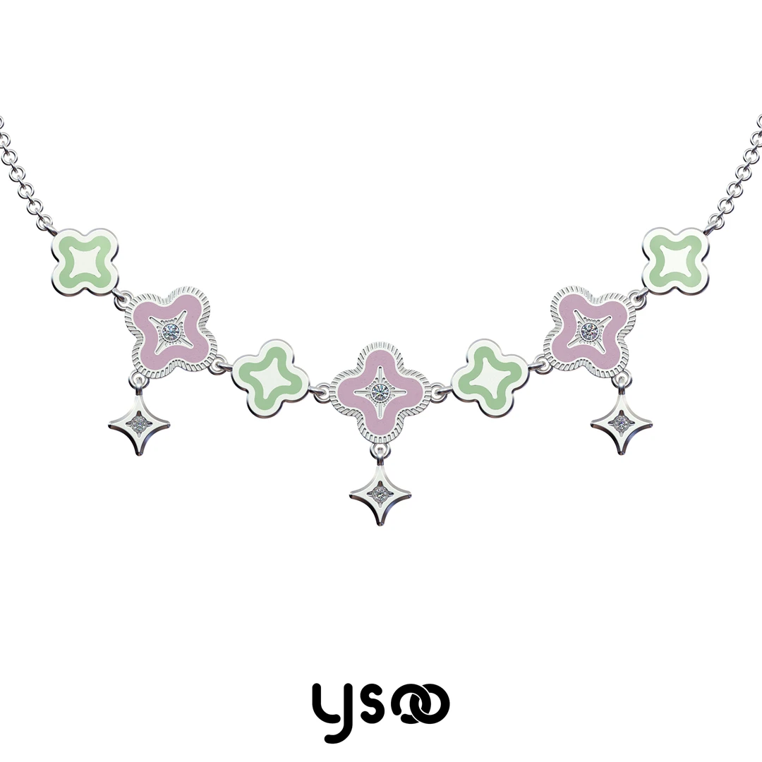 坠链均925银 925银四叶草小花项链