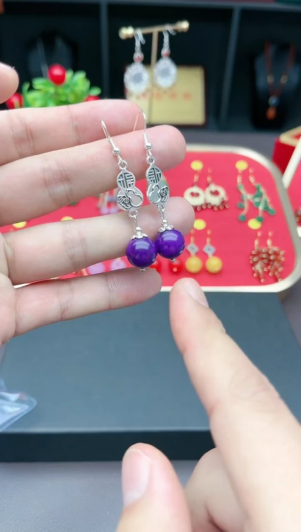 【闪购商品】玛瑙/玉髓耳钉银S925镶嵌235000