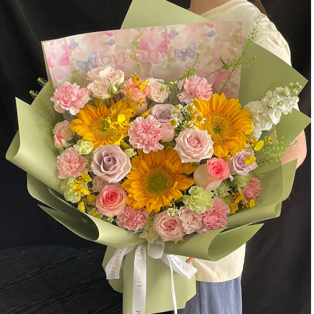 向日葵的花海【玫瑰混搭多巴胺花束】生日毕业季礼物惊喜送女朋友恋人同时花束生日礼物鲜花订花小时达同城配送