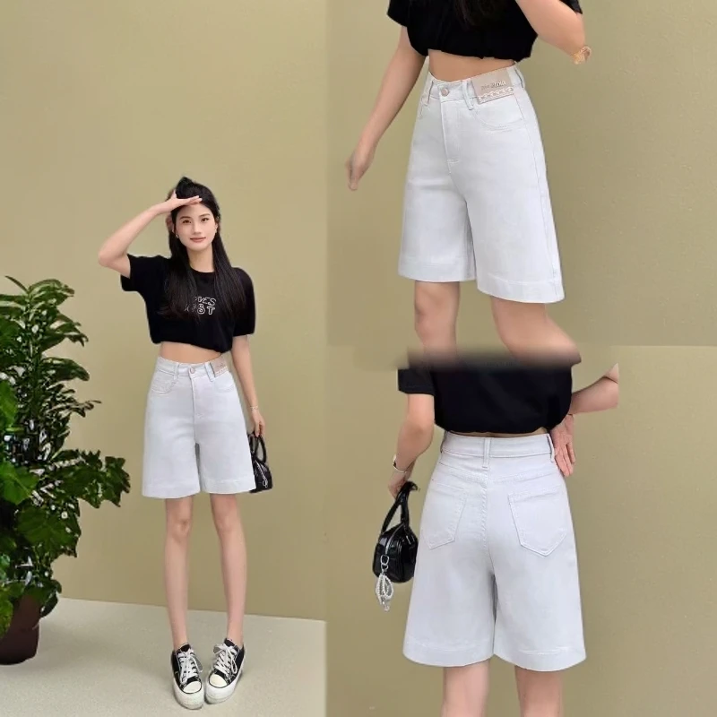 550蕾丝女士五分裤夏季裤子薄款直筒街头风百搭弹力短裤