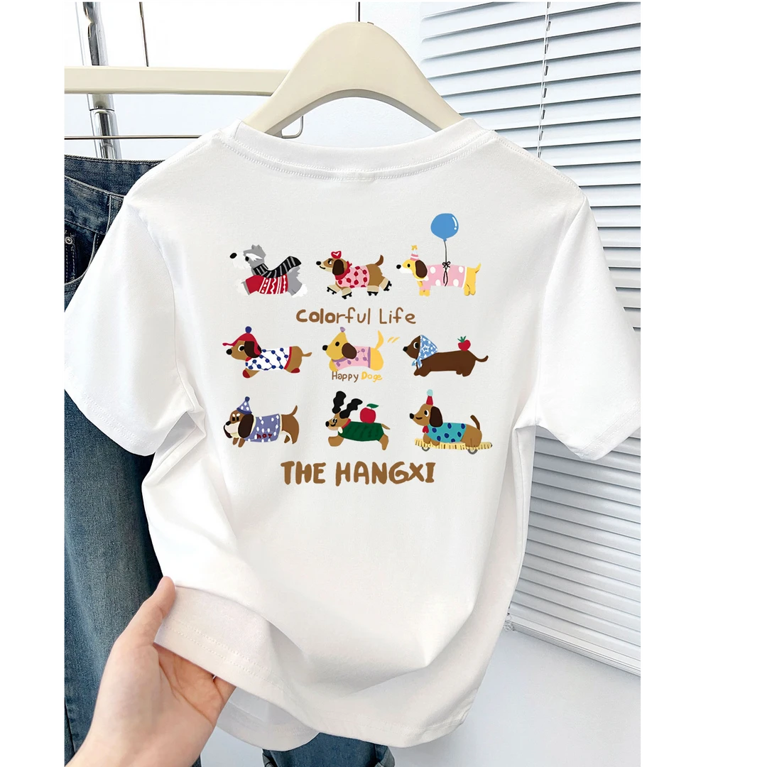 前后创意印花夏季2025新款正肩短袖T恤女设计感时尚百搭上衣ins潮