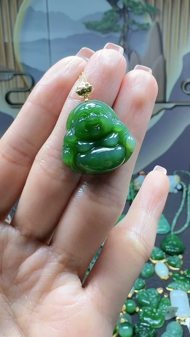 【闪购商品】和田玉吊坠(不含链)18K金镶嵌1