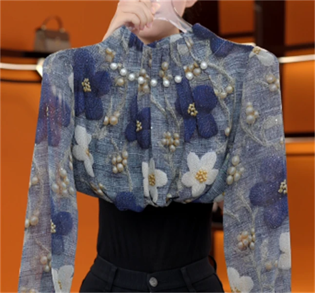 2025新款原版正品洋气立体花衬衫小衫时尚百搭减龄显瘦上衣JA158