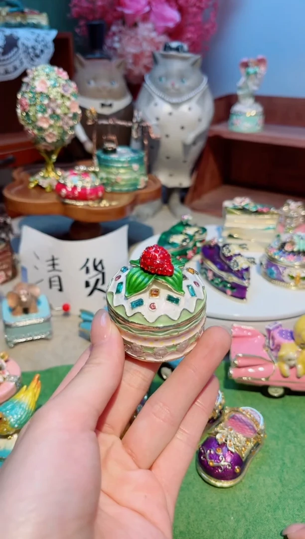 瓷片中古复古福利款珐琅彩首饰盒摆件送人自留