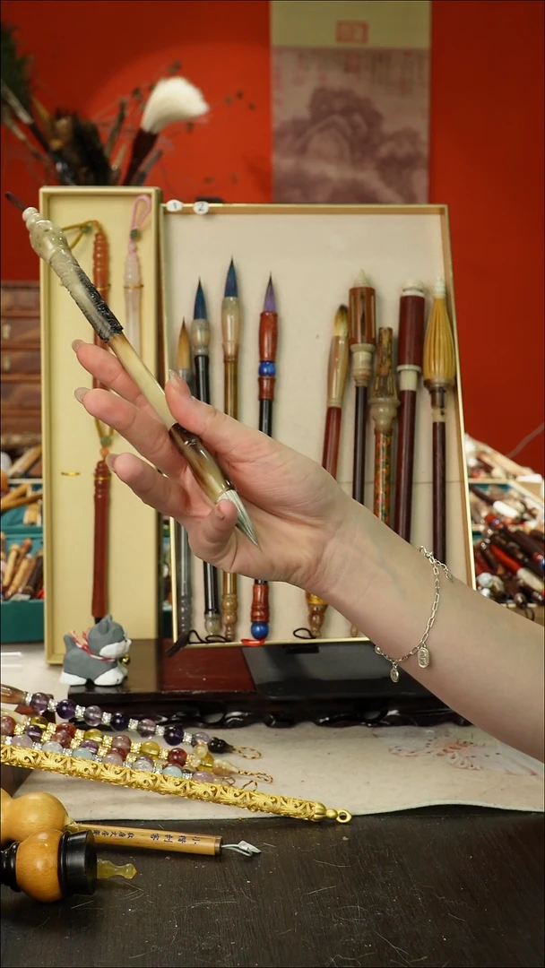 闪29孤品高货毛笔链接 清水试笔 蘸墨不退