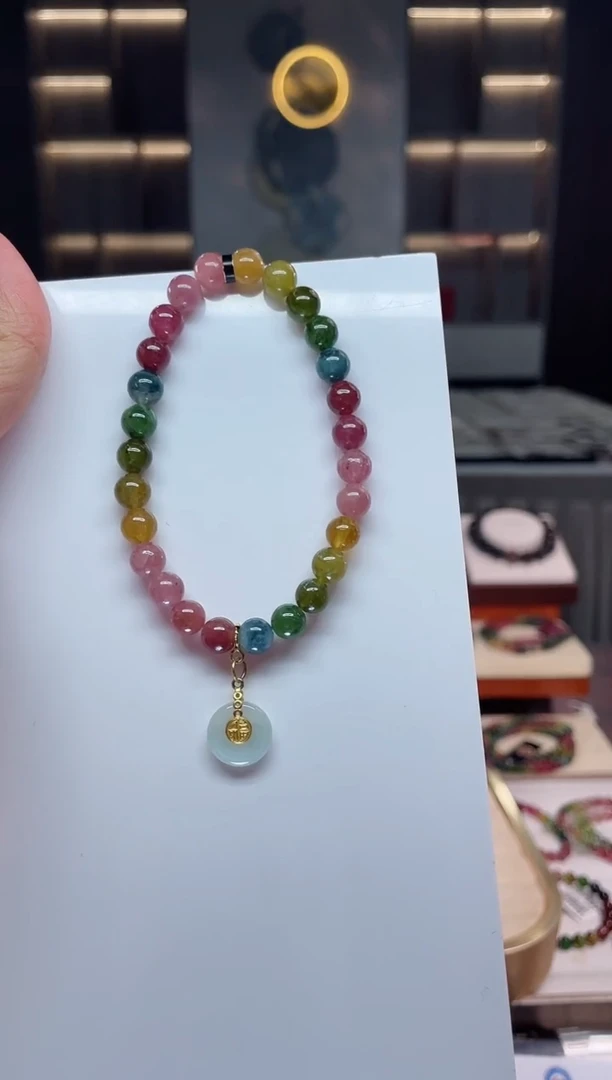 未镶嵌老矿碧玺单圈手串7mm+碧玺（多样性发一条）Q