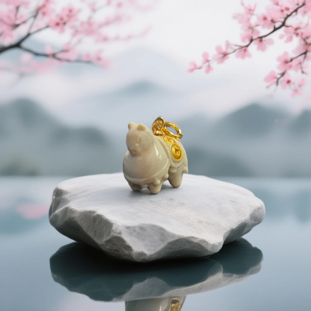 猛犸牙雕刻立体小马吊坠