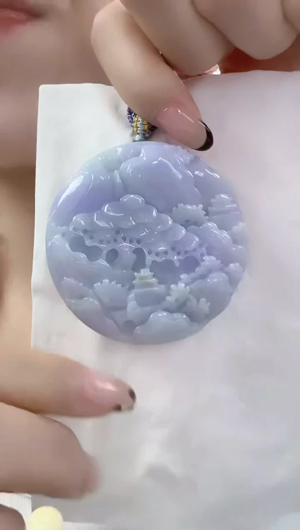 颈饰未镶嵌翡翠孤品山水牌