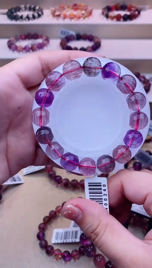 未镶嵌手链水晶黑加仑超七单圈12m+