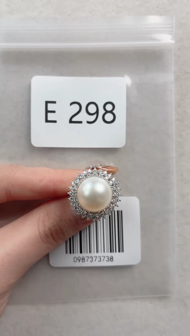 银S925镶嵌戒指海水珍珠E298