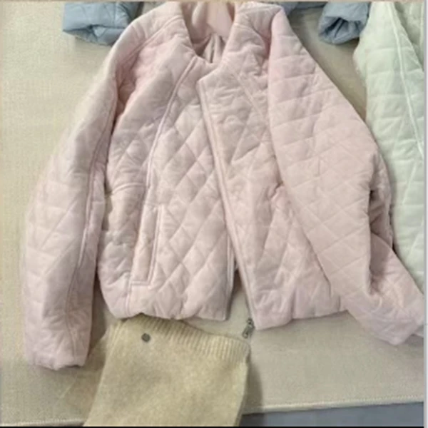 菱格圆领小个子洋气棉衣外套女 8103