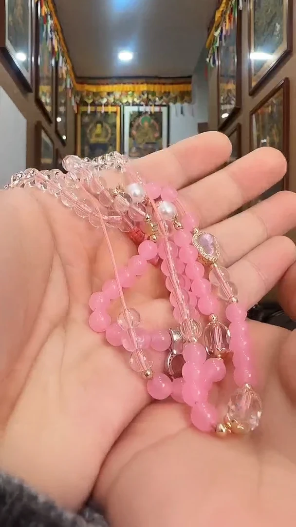 吊坠粉色精美唐卡链-热贡纯手绘唐卡