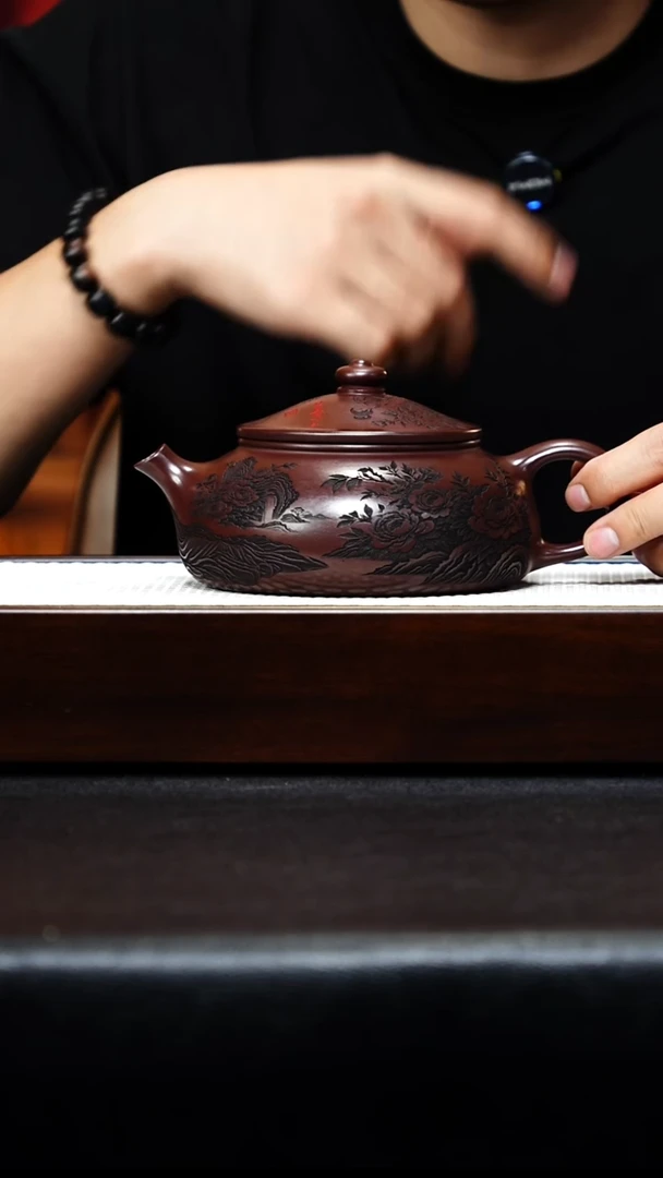 茶壶紫砂宜兴紫砂 寒江 石红 李玉瑶h458