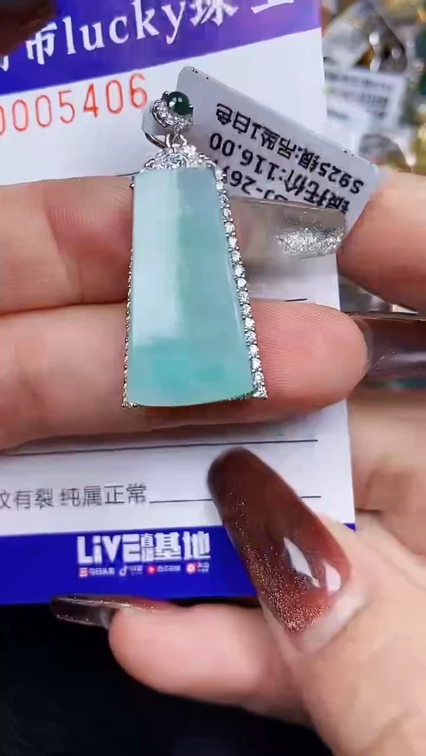 颈饰银S925镶嵌翡翠5406
