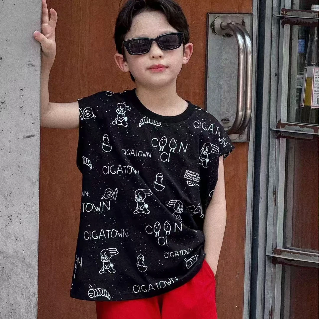 （琪哥专属）男童夏季洋气卡通背心T恤儿童打底衫夏装休闲无袖上衣