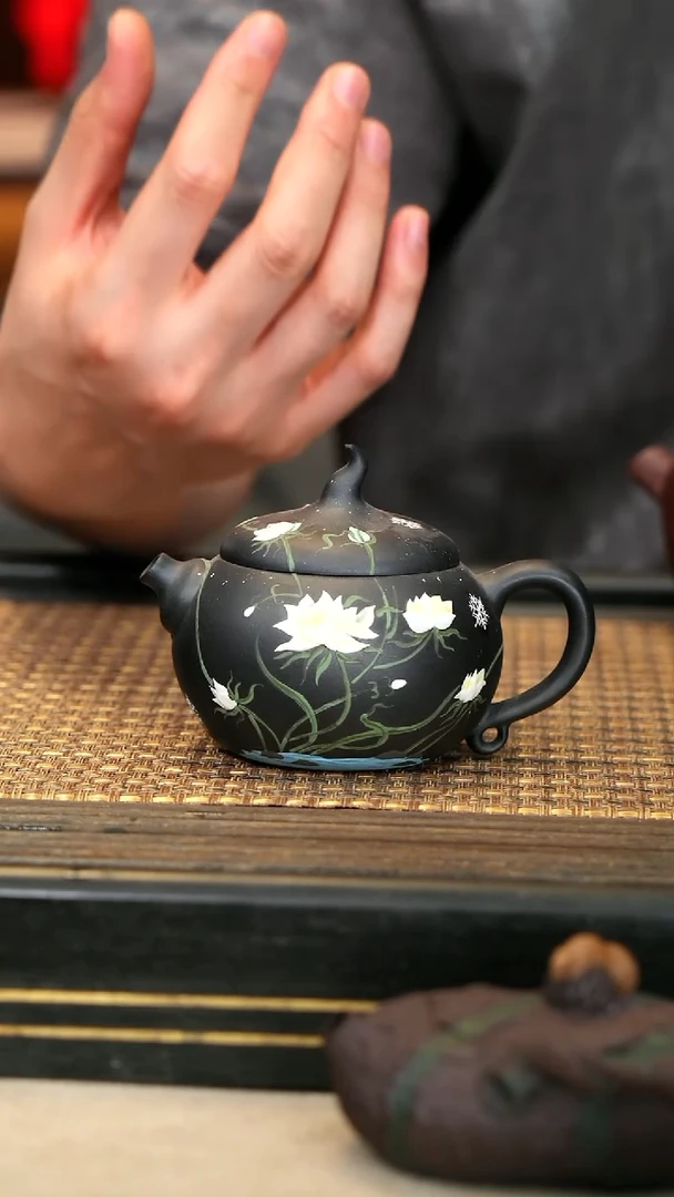 茶壶紫砂XS46《昙花葫芦》黑料