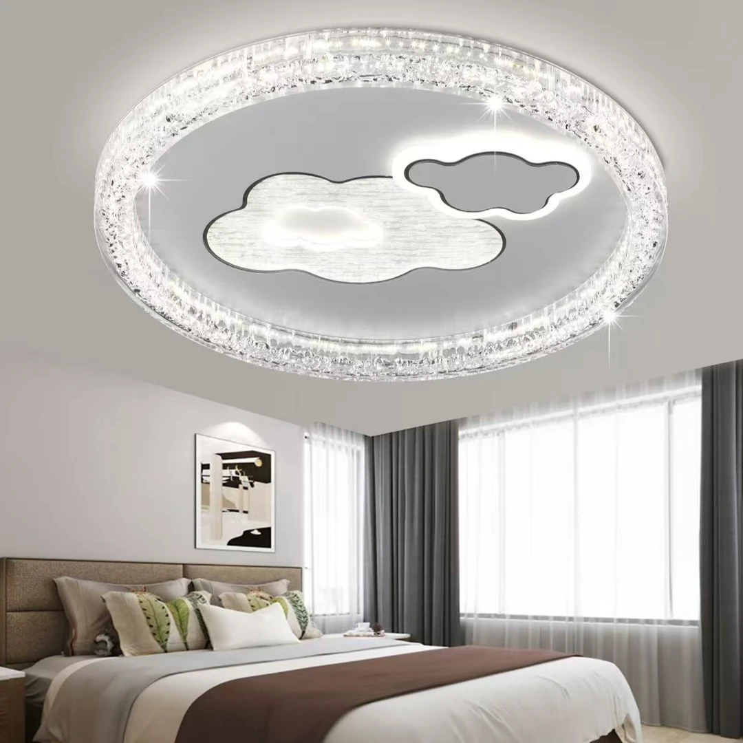 琉璃云朵卧室灯LED吸顶灯现代简约高亮节能三防房间灯卧室灯语音