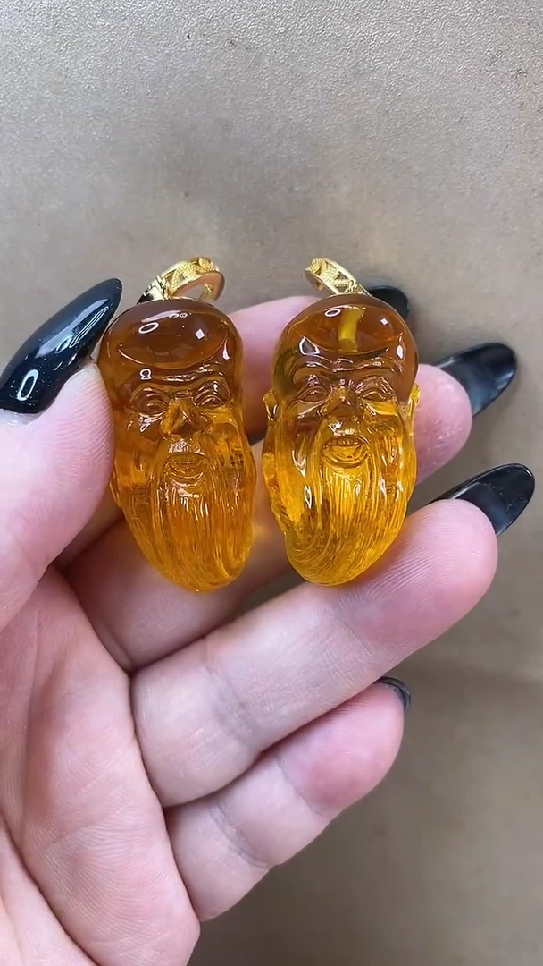 琥珀颈饰未镶嵌耳环