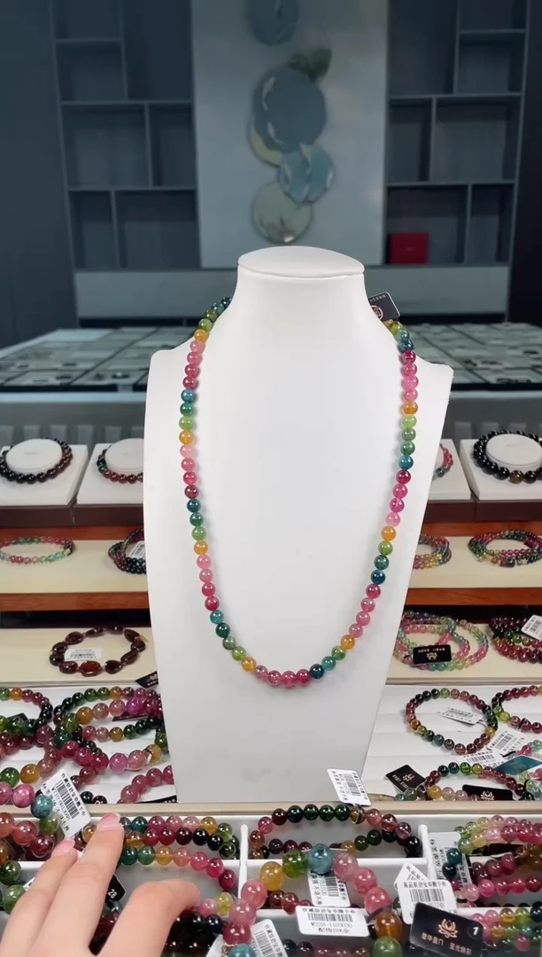 未镶嵌老矿碧玺三圈手串7mm+碧玺（多样性发一条）T