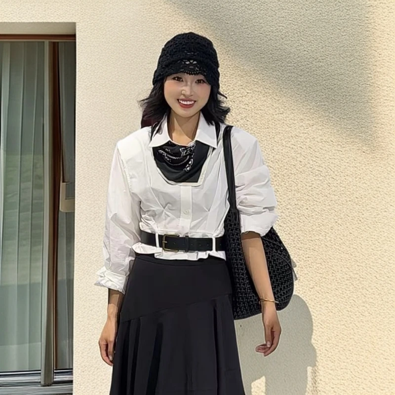 JINTAIYANG【7741】秋季时尚褶皱设计师小众衬衫