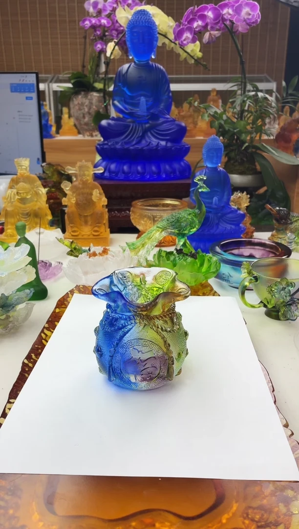 手工艺品琉璃用****3钱袋子笔筒彩色