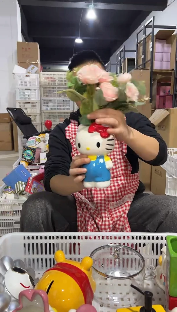 【闪购商品】杯蓝色kt全身花插摆件A