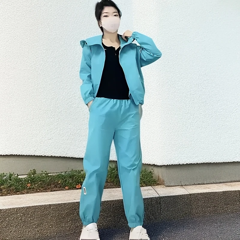个性时髦冲锋衣外套束脚裤两件套2025春季新款宽松简约休闲套装爆