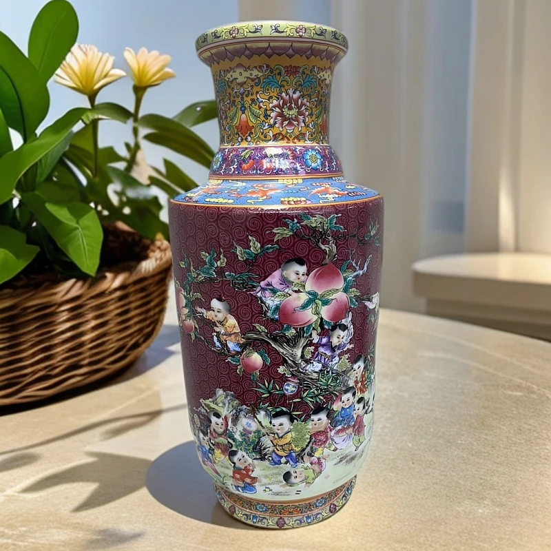 景德镇高温陶瓷摆件花瓶   直筒瓶