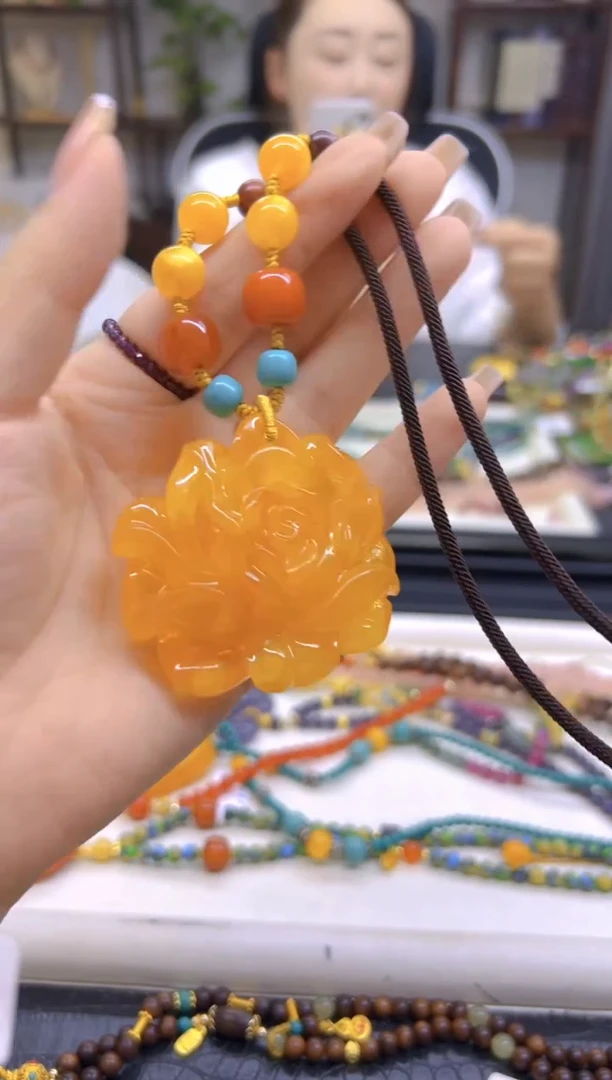 未镶嵌毛衣链蜜蜡DIY款M385