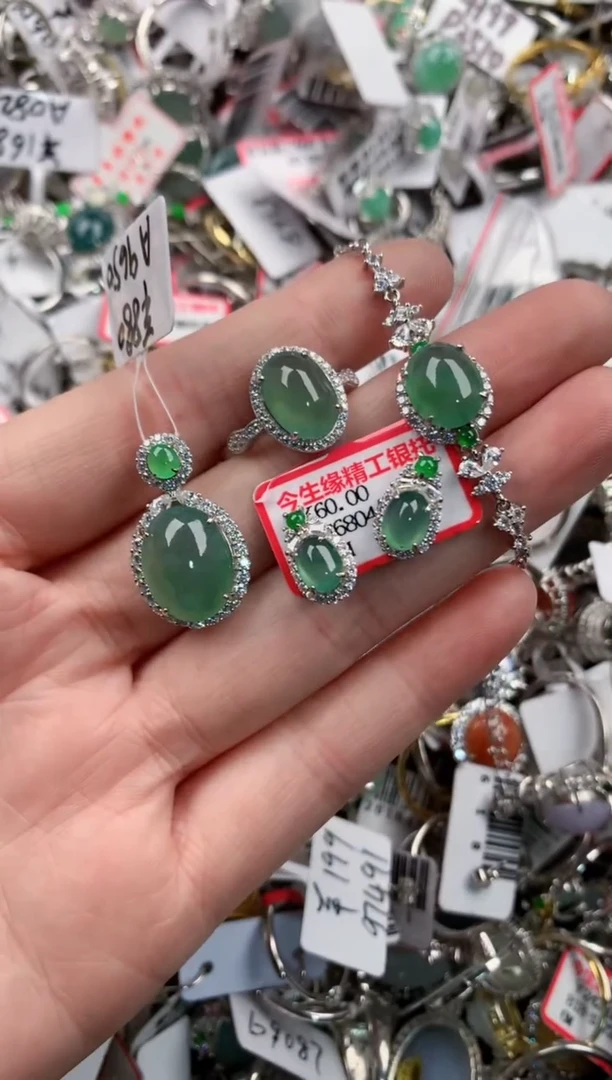 银S925镶嵌戒指翡翠101010---7