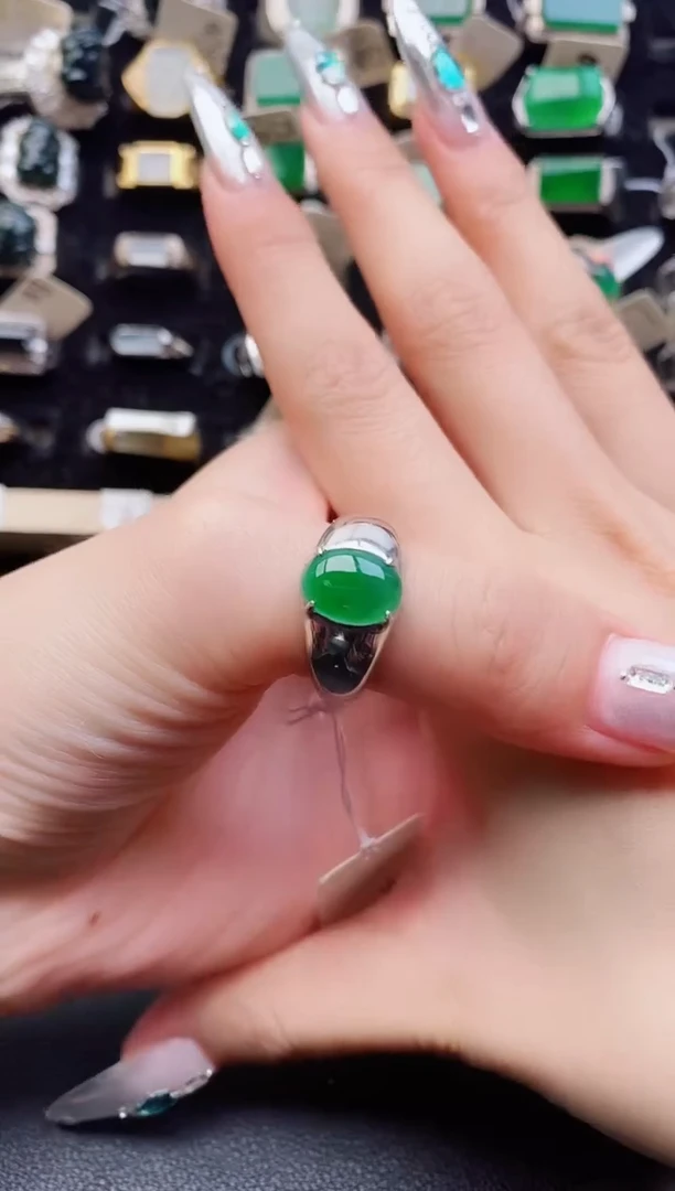 翡翠戒指银S925镶嵌1212121