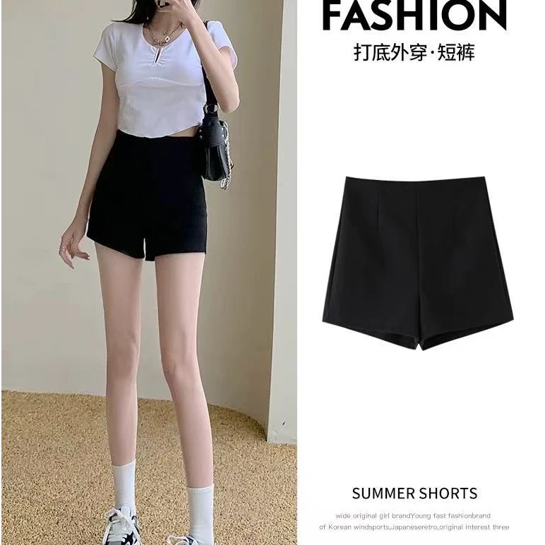 黑色高腰修身短裤女四季女团热裤显瘦外穿百搭弹力遮肉A版打底裤1