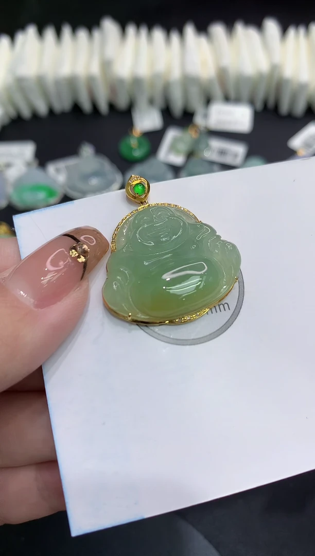 吊坠(不含链)18K金镶嵌翡翠11