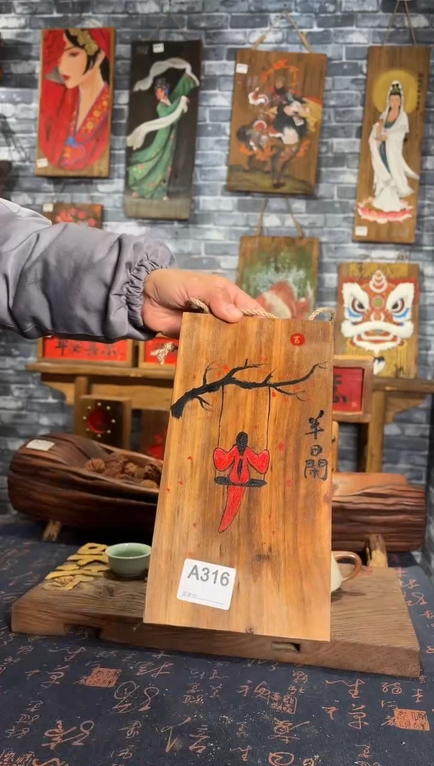 风化老门板丙烯画