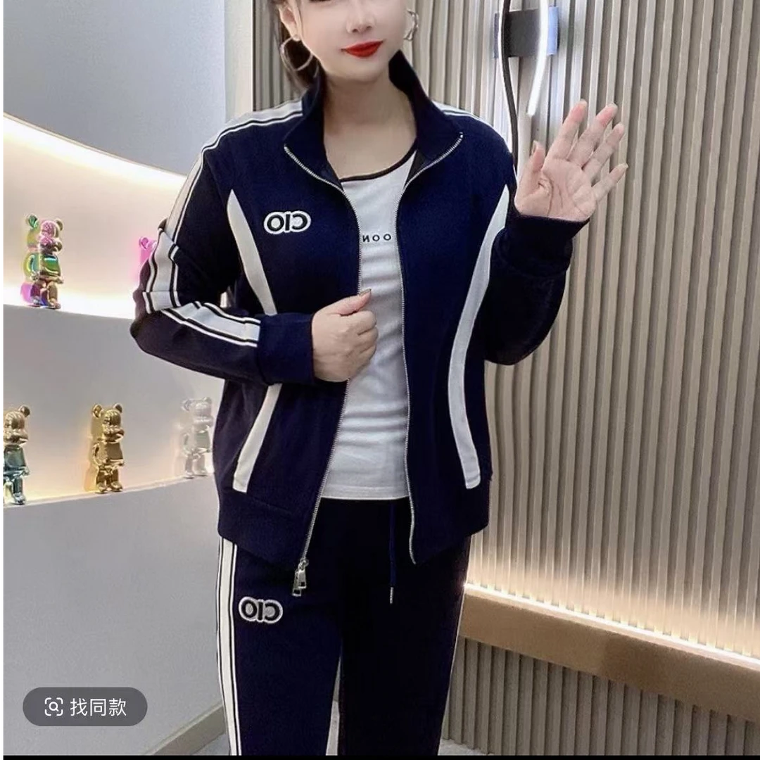 艳艳2025早秋新款运动三件套装休闲时尚百搭个性大码女装宽松显瘦