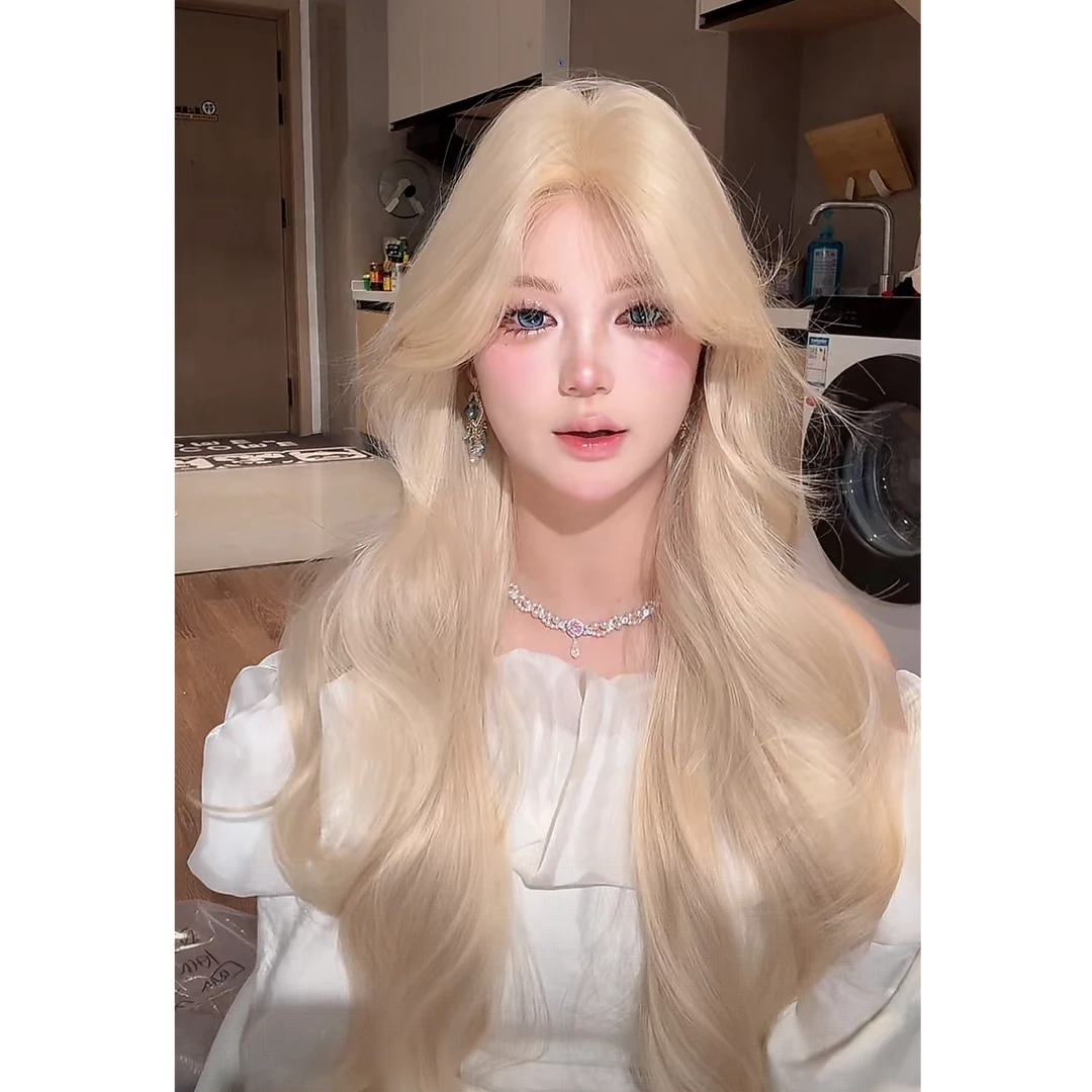 618福利白金色长卷发梦幻自然夏天氛围感