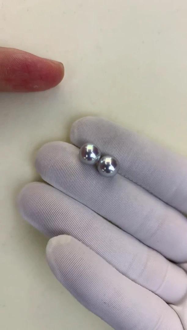 18K金镶嵌DA海水珍珠 GD145 7.5-8 耳钉