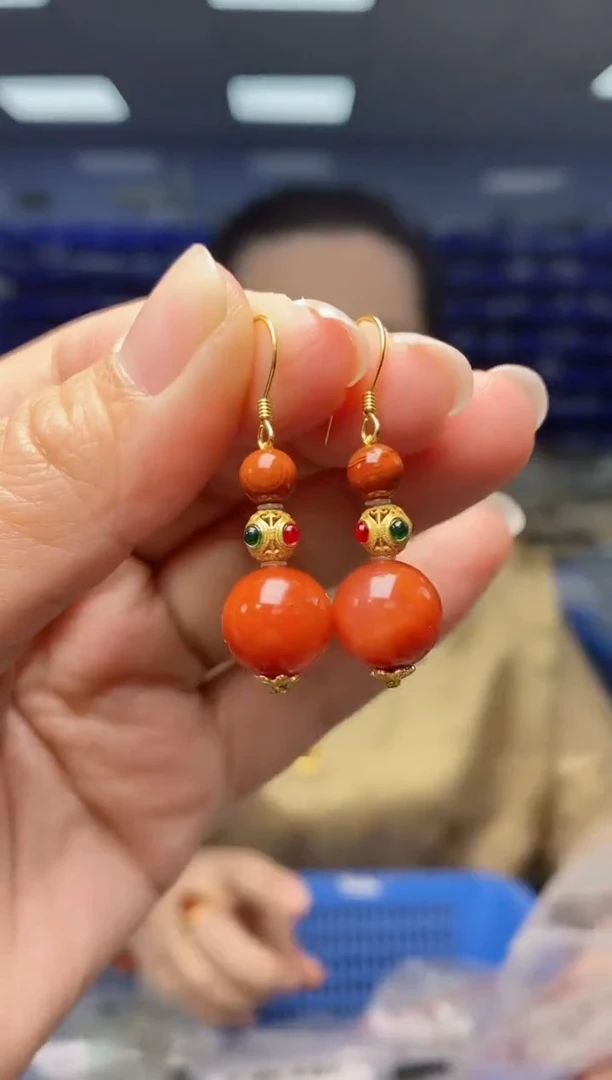 【闪购商品】南红玛瑙耳饰银S925镶嵌   K2502