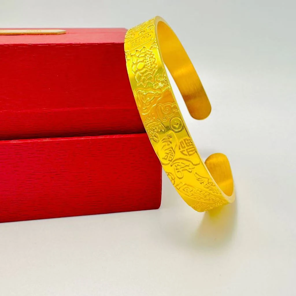 足银手镯 吉言开 经典精美实心手工