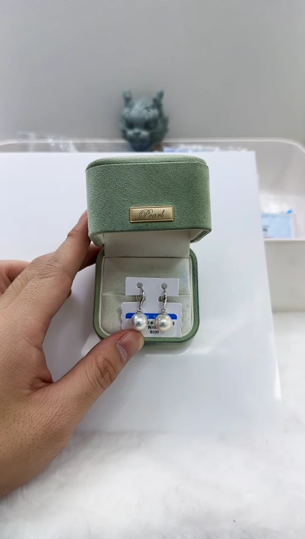 【闪购商品】淡水珍珠DA银S925镶嵌b320 白珠耳钩10