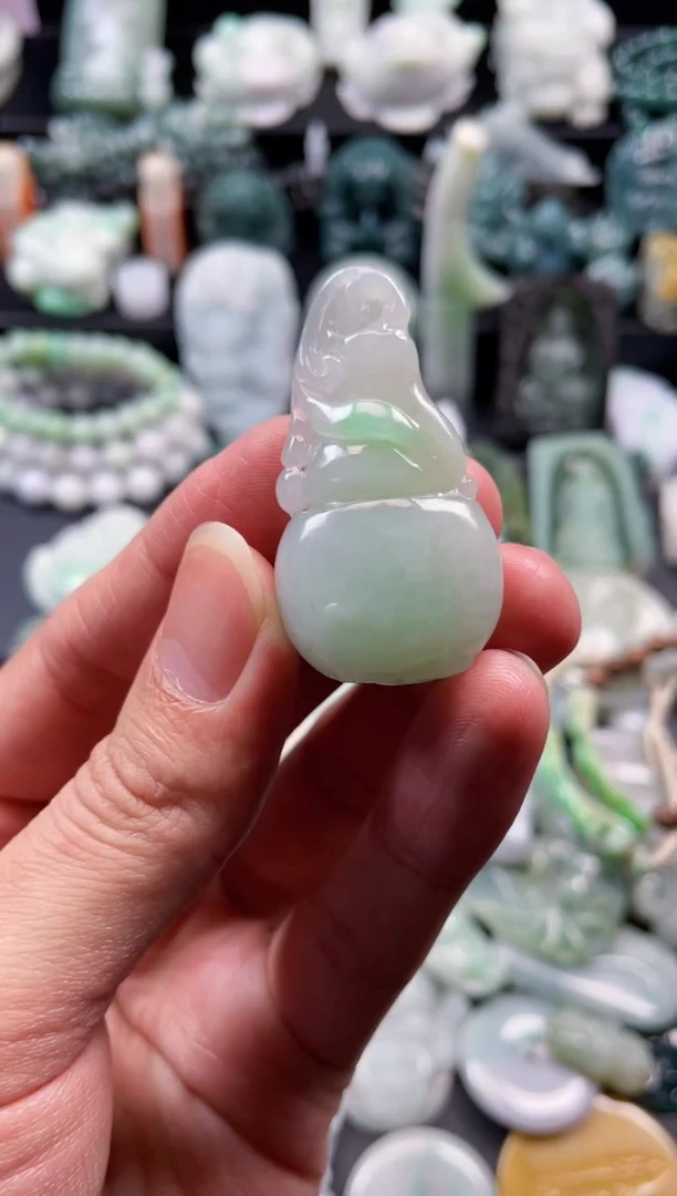颈饰未镶嵌翡翠3  天然翡翠a货  葫芦