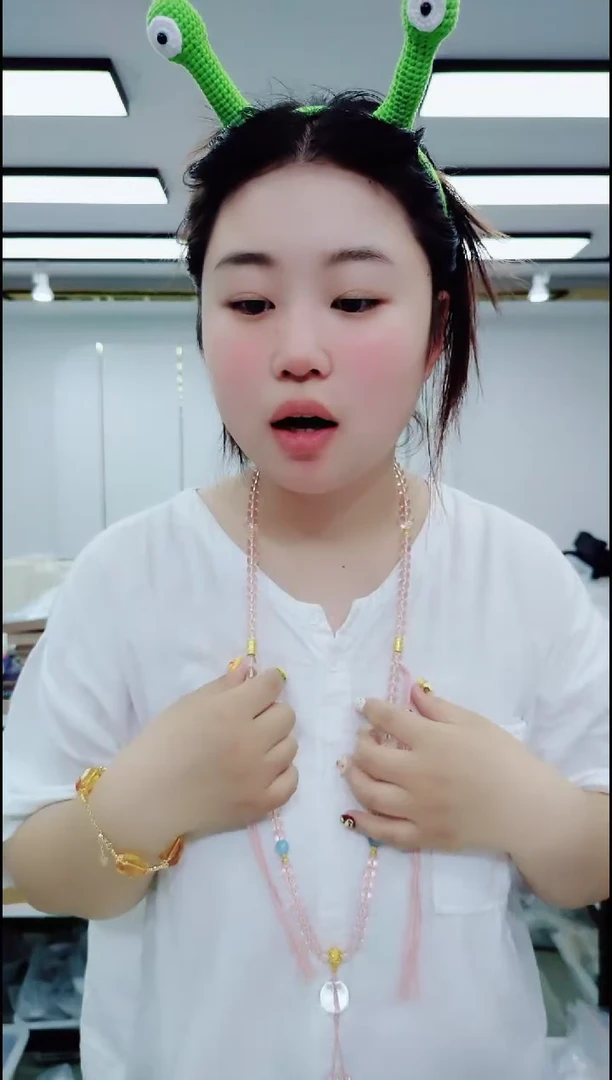 玛瑙/玉髓颈饰合金2056粉斜跨