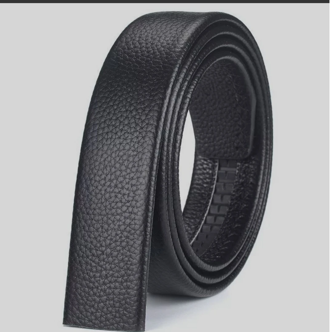 4号头层牛内车线自动扣男款牛皮皮带男士裤腰带黑色