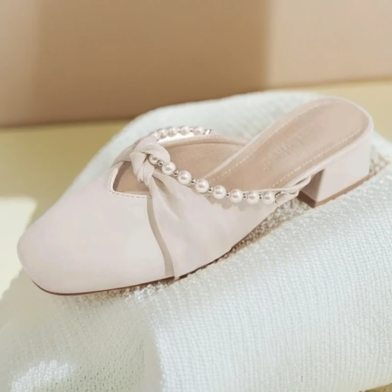 2025夏季新款半拖外穿法式包头拖鞋女懒人鞋舒适百搭时尚软底软面