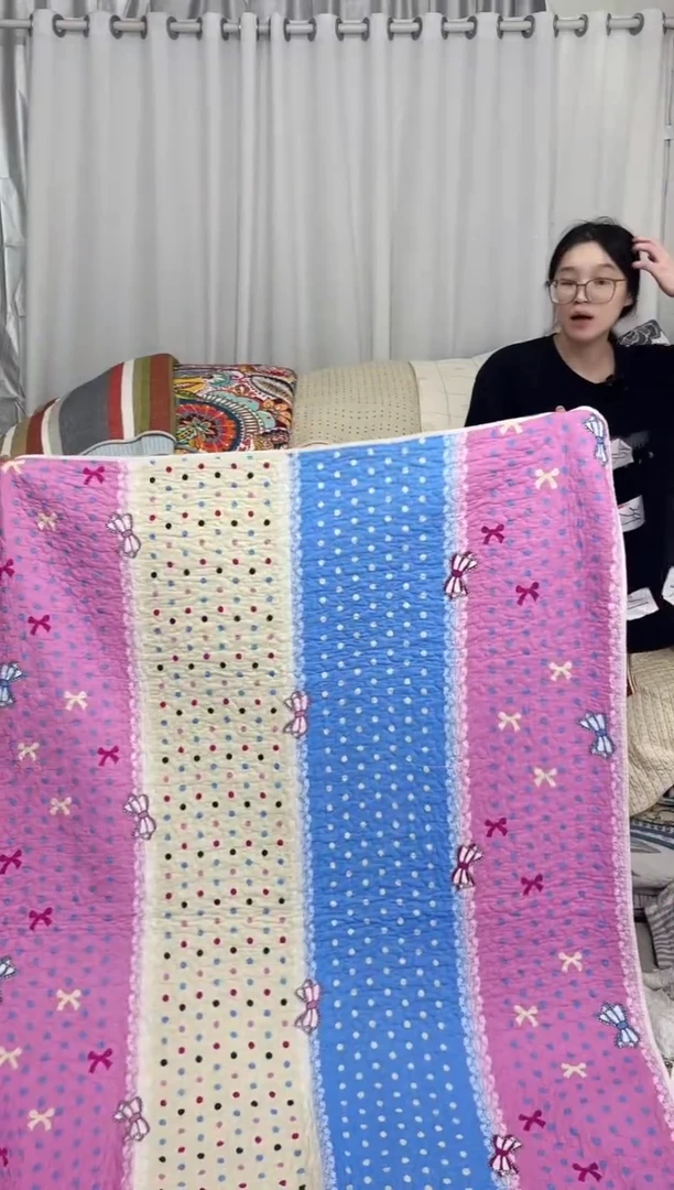 棉140*200粉色蝴蝶结波点