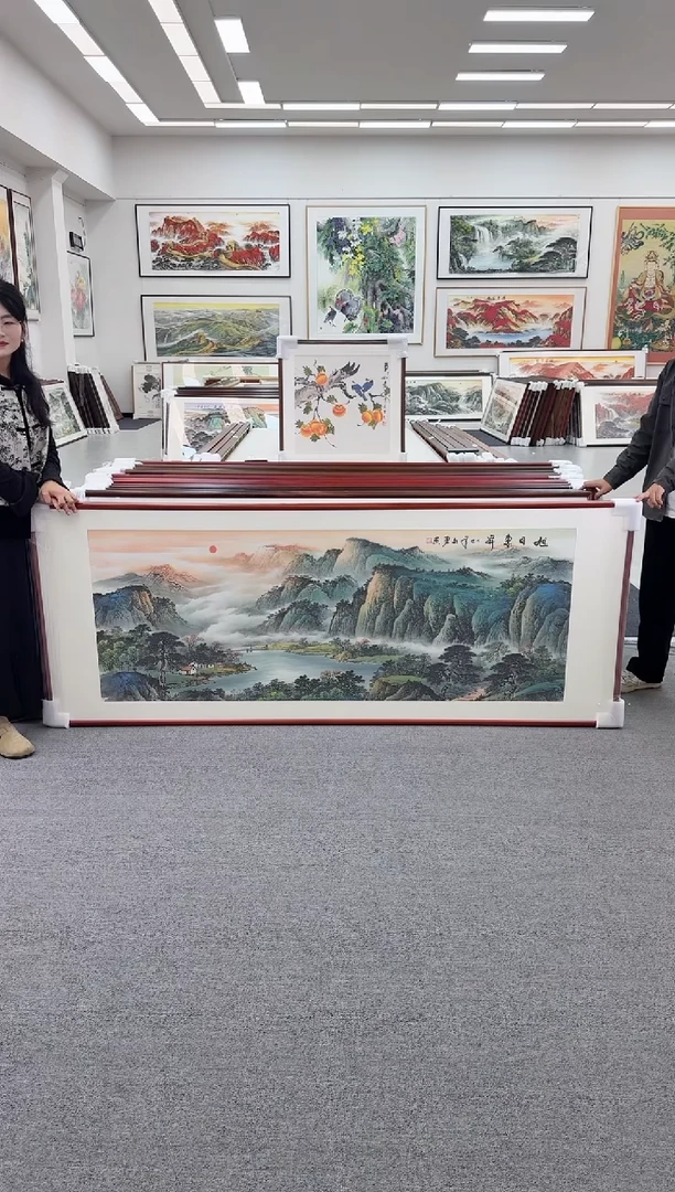 国画手绘  219*88  旭日东升