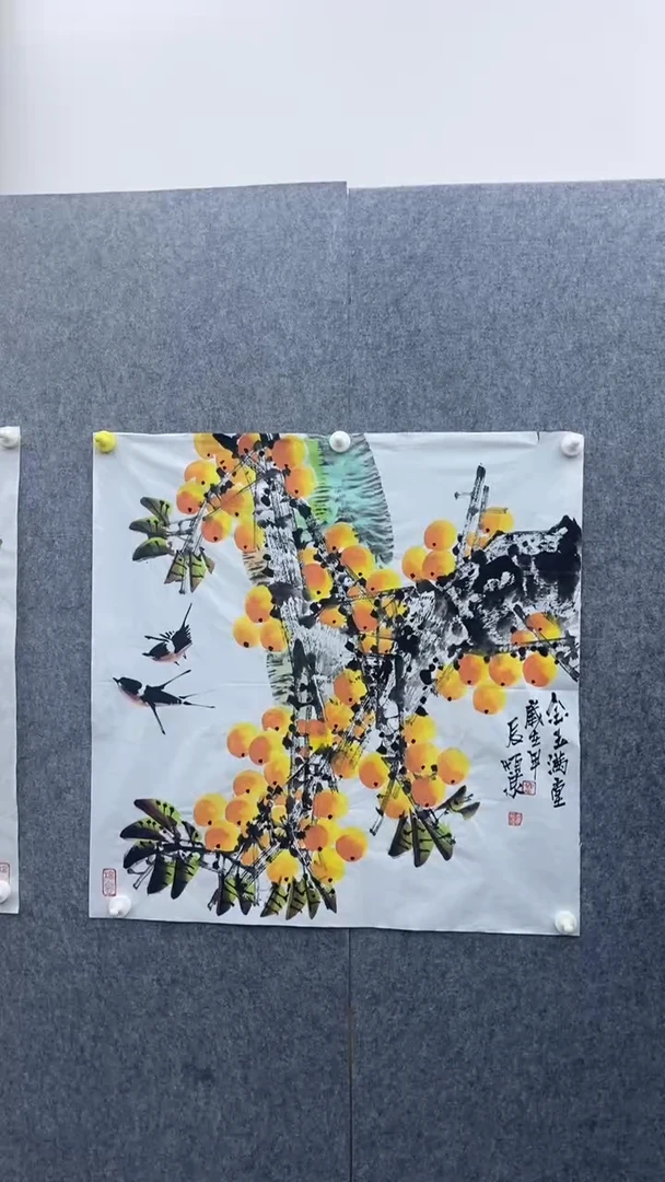 国画任恒泉的4平尺的【枇杷题材】68cmX68cm