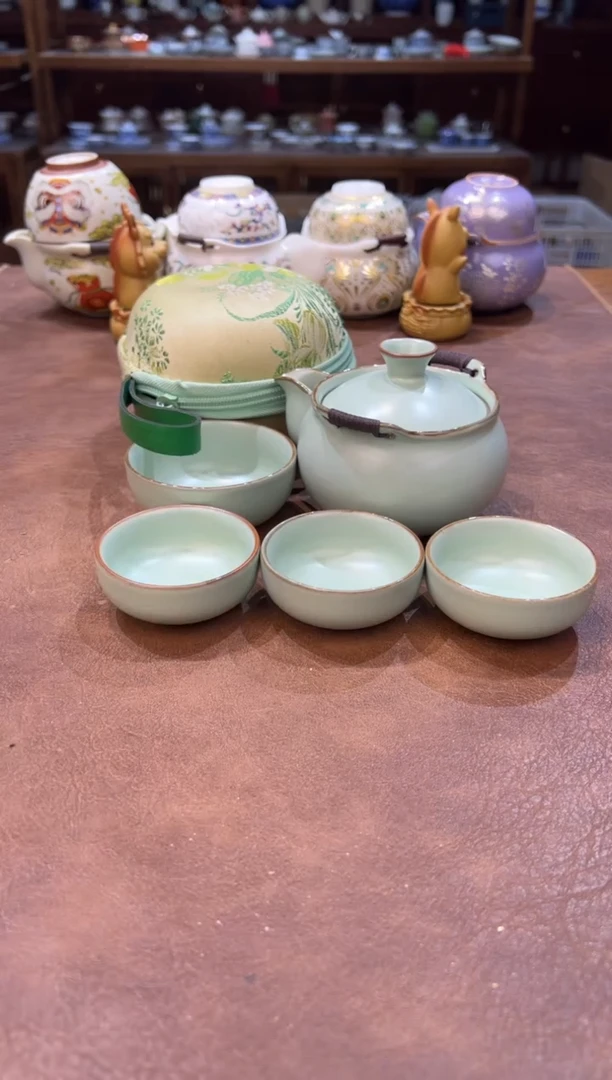 真的很便宜超好看会开片的旅行茶具
