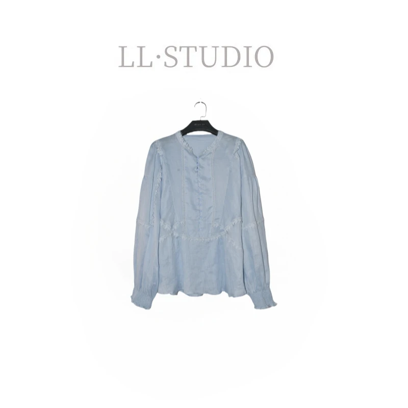 妙兮·LL春季新款时尚法式宫廷风设计感刺绣水溶花边上衣*20250259